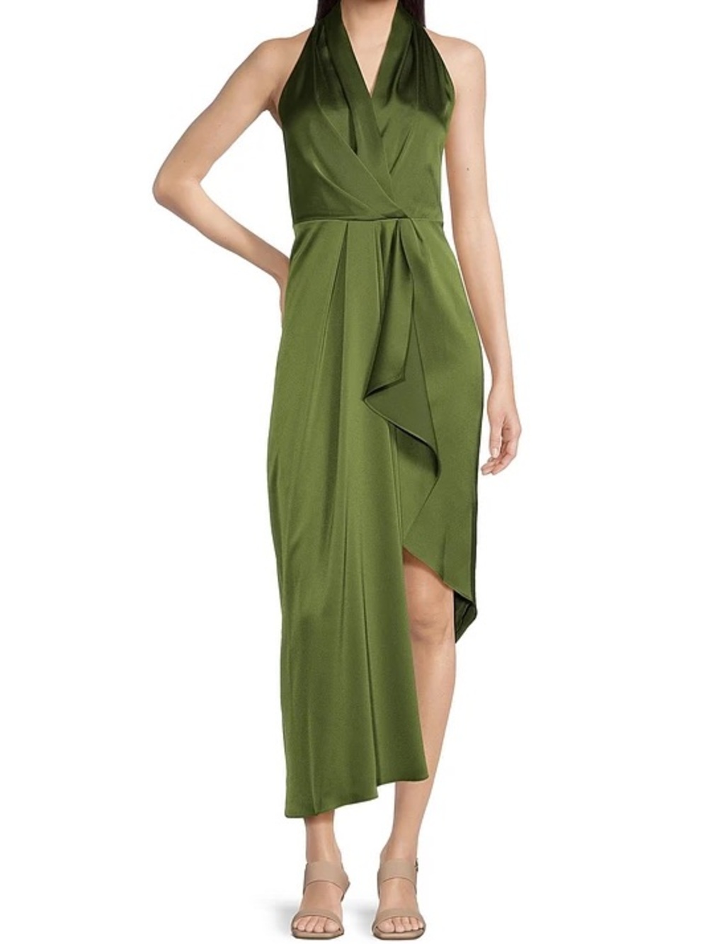 Alex Marie Hazel V-Neck Sleeveless Satin Asymmetrical Hem Midi Dress, Women's 12